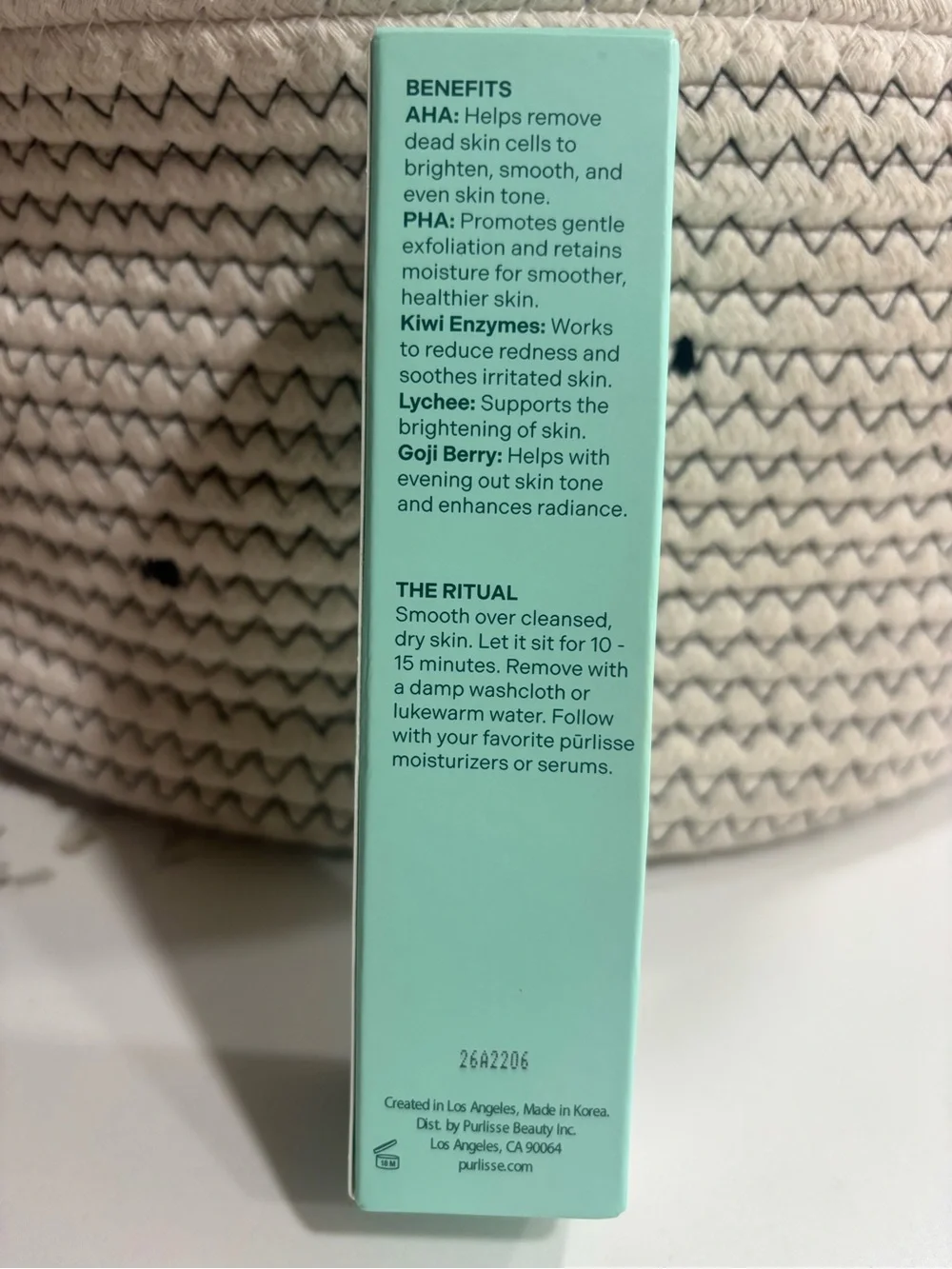 purlisse Mint Green AHA + PHA Flash Facial Exfoliating Mask